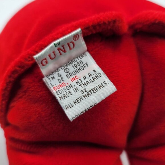 Gund Babar Plush Gray 16" Red Green Suit Crown King Elephant Stuffed 1988 VTG - Picture 9 of 10